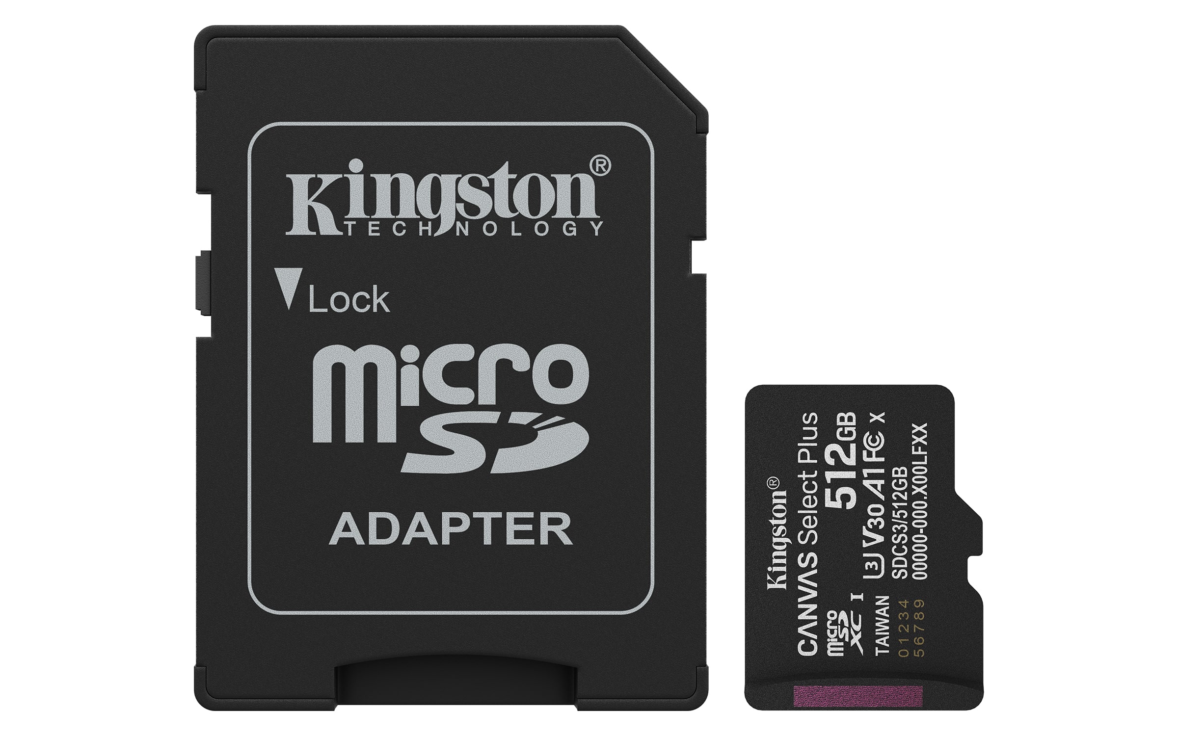 Kingston Technology 512GB microSDXC Canvas Select Plus Gen3 150MB/s A1 kaart + adapter