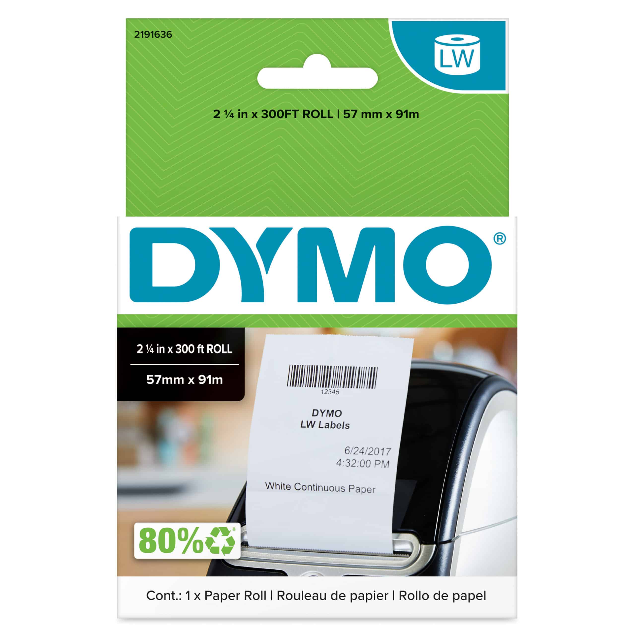 DYMO Authentieke LabelWriter Doorlopende Labels | 57 mm x 91 meter (2 1/4 in x 300 ft) | Labels voor LabelWriter Labelprinters | 1 Rol - Afbeelding 7