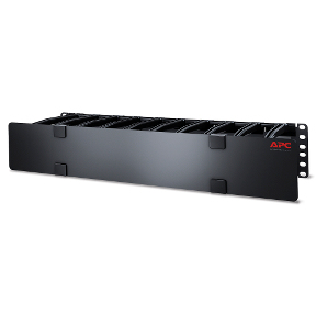 APC Horizontale kabelgeleider, 2U x 15 cm diep met bodemplaat voor het afsnoeren van kabels, enkelzijdig met afdekplaat