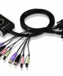 ATEN 2-poorts USB DVI-/audiokabel KVM-switch met externe poortselectieschakelaar
