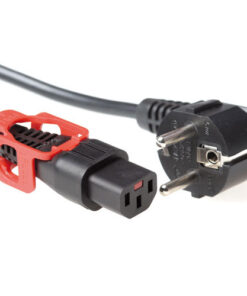 ACT Netsnoer CEE 7/7 male (haaks) - C13 IEC Lock+ zwart 2 m, EL332S