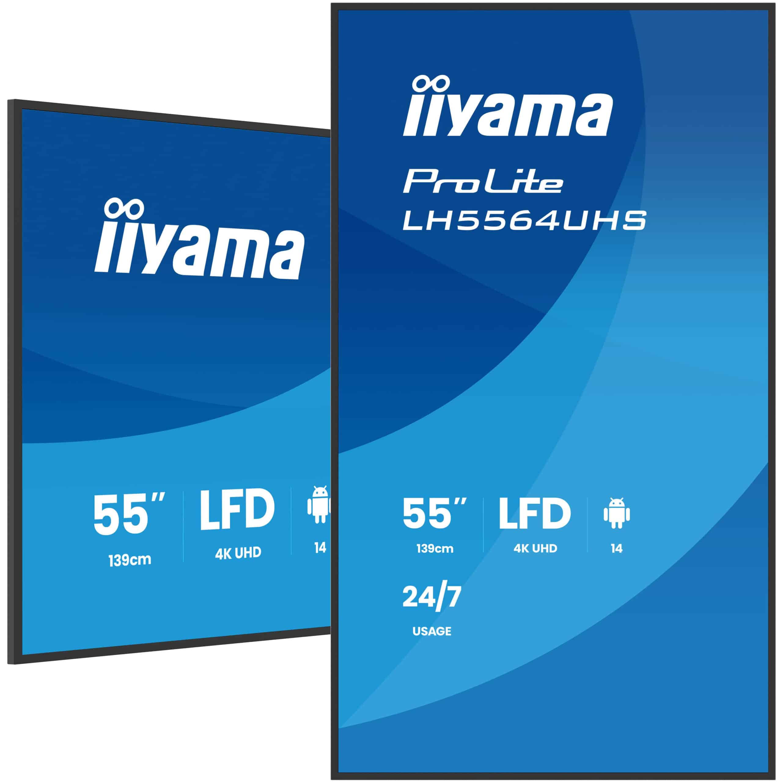 iiyama LH5564UHS-B1AG beeldkrant Digitale signage flatscreen 139,7 cm (55") Wifi 500 cd/m² 4K Ultra HD Zwart Type processor Android 24/7