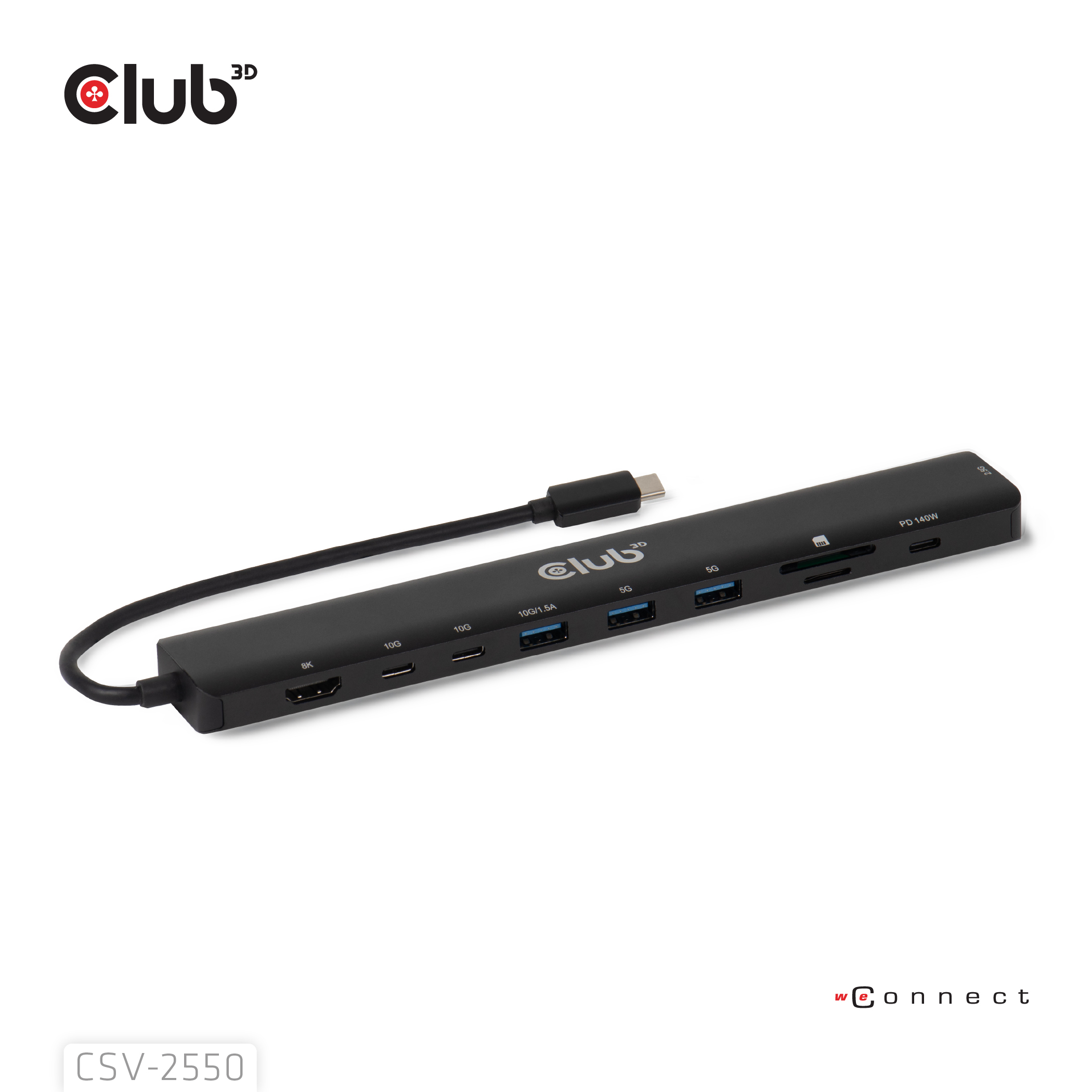 CLUB3D 10-1 Portable Dock USB Type-C® 10Gbps to HDMI™ 8K30Hz PD3.1 Max.140Watt - Afbeelding 3