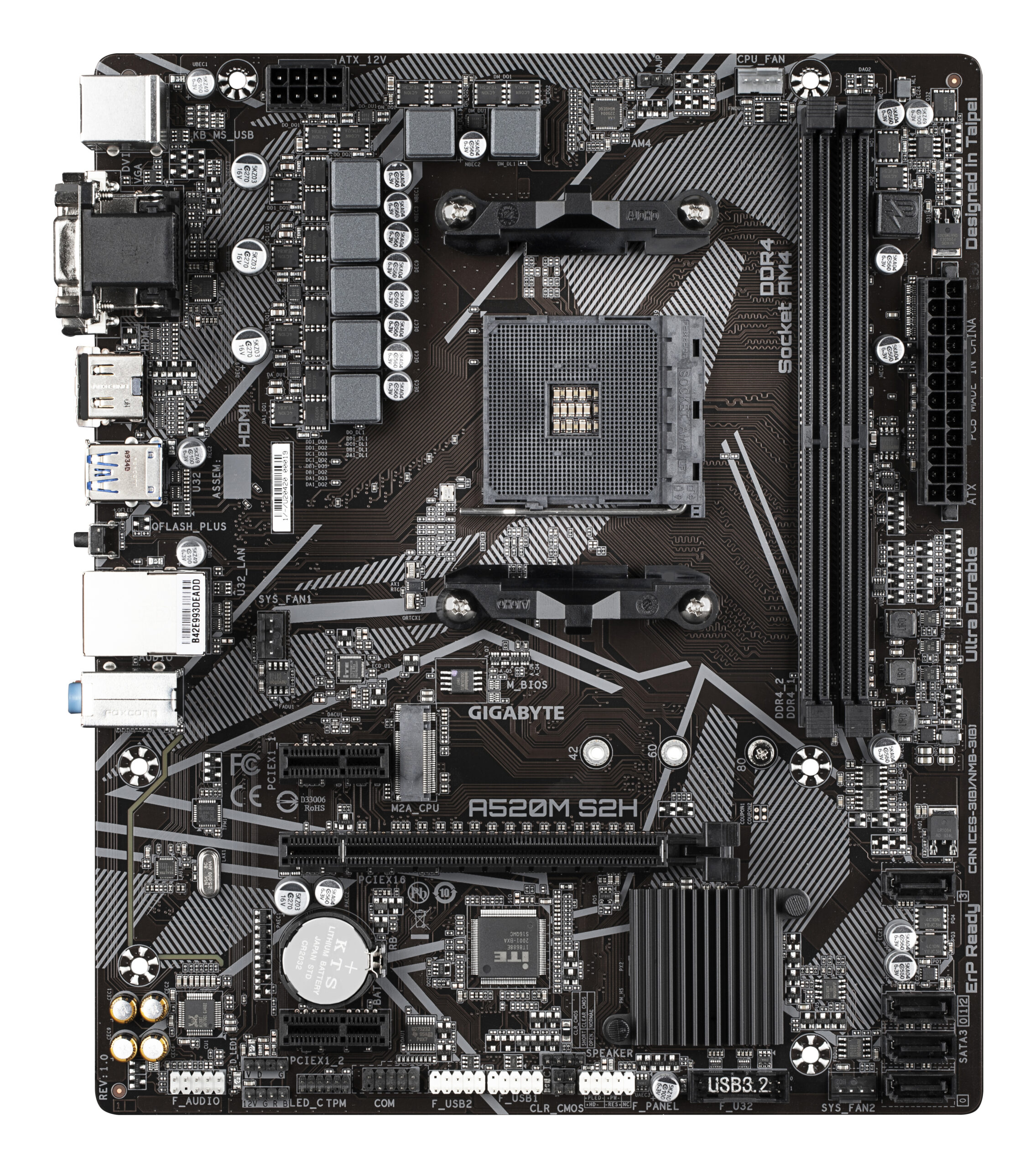 GIGABYTE A520M S2H moederbord AMD A520 Socket AM4 micro ATX - Afbeelding 2