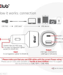 CLUB3D Notebook / Laptop Power Car Charger 63 Watt - Afbeelding 5