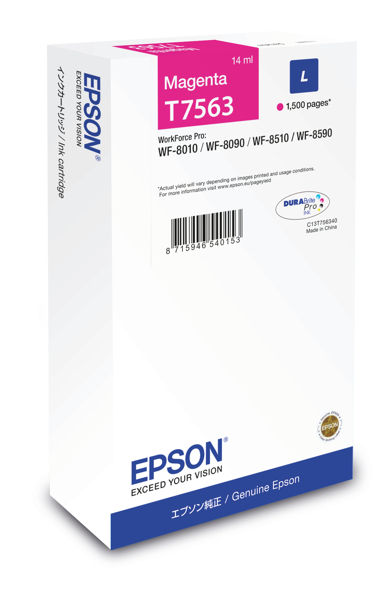 Epson C13T75634N inktcartridge 1 stuk(s) Origineel Normaal rendement Magenta