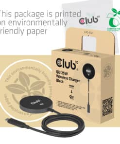 CLUB3D CAC-3027 Qi2 25W draadloze oplader zwart Qi 2.2 MagSafe-compatibel magnetisch pad - Afbeelding 8