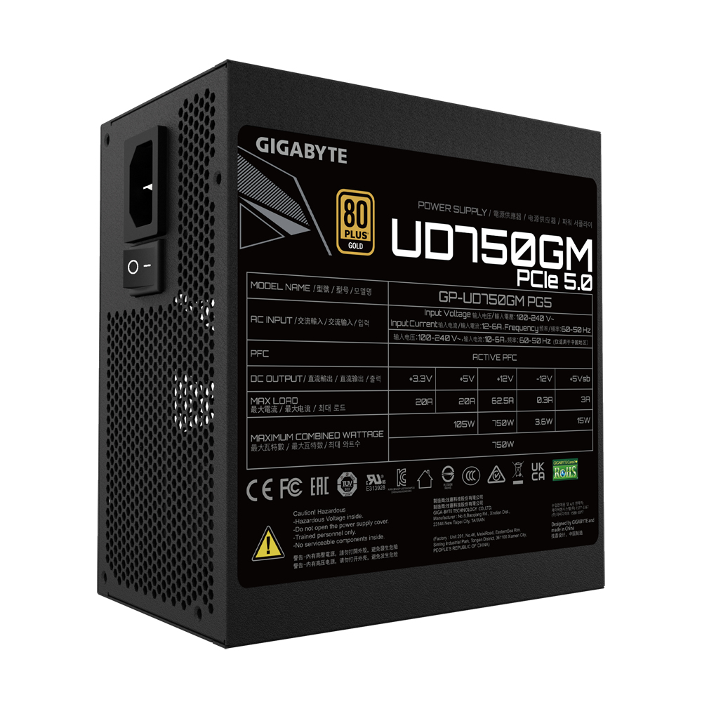 GIGABYTE UD750GM PG5 power supply unit 750 W 20+4 pin ATX ATX Zwart - Afbeelding 2