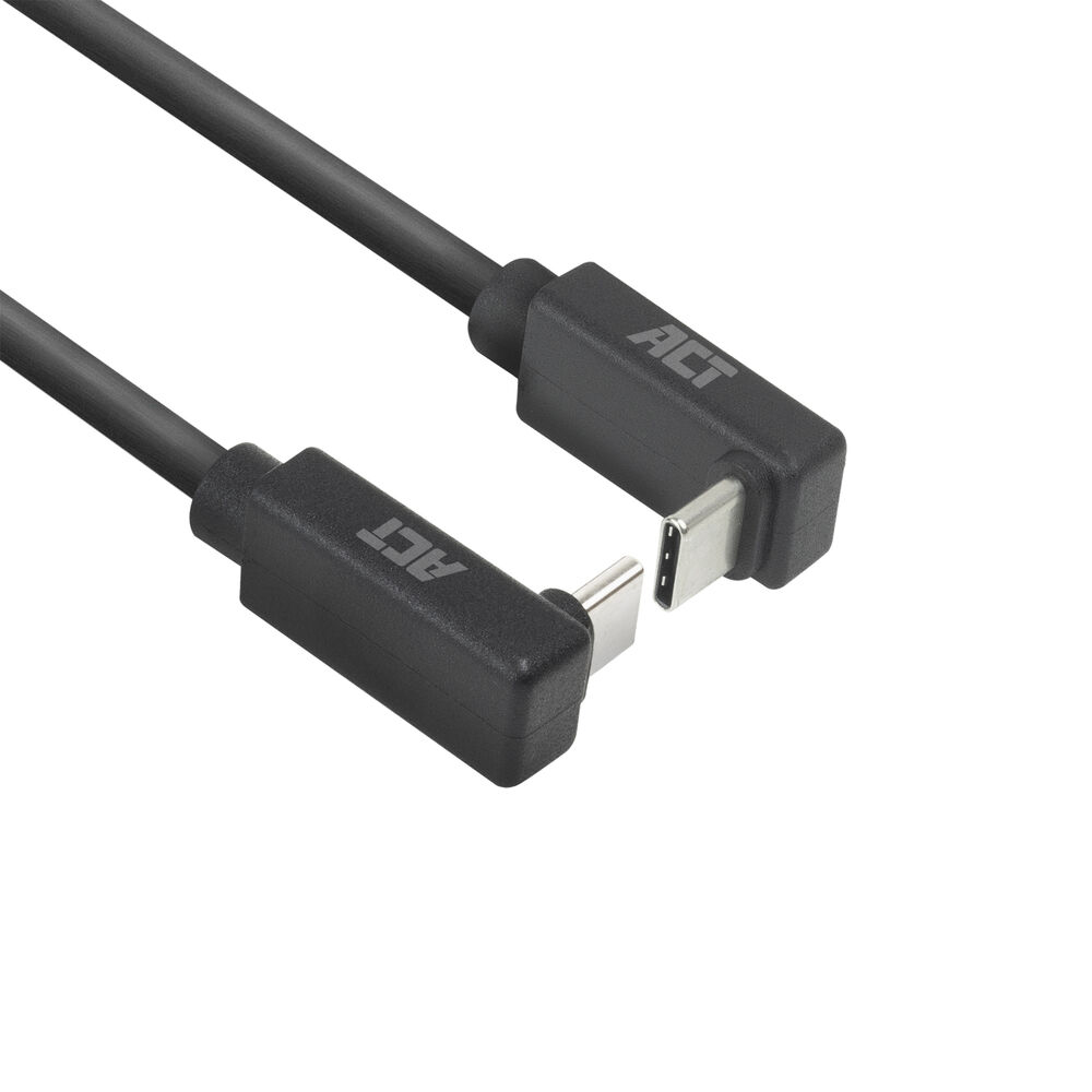 ACT USB 3.0 10Gbps 60W USB Type-C (haaks boven/beneden) naar USB Type-C (haaks boven/beneden) kabel, 1 meter