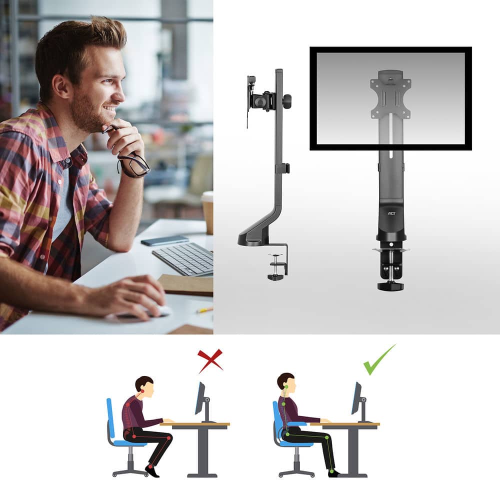 ACT Monitorarm 34" office, 1 scherm, eenvoudig in hoogte verstelbaar - Afbeelding 4