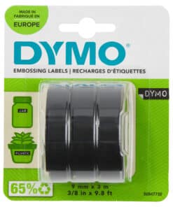 DYMO originele labeltape met reliëf | rollen van 9 mm x 3 m | Wit op zwart | Zelfklevend etiketten voor Lettertang | 3 stuks - Afbeelding 8