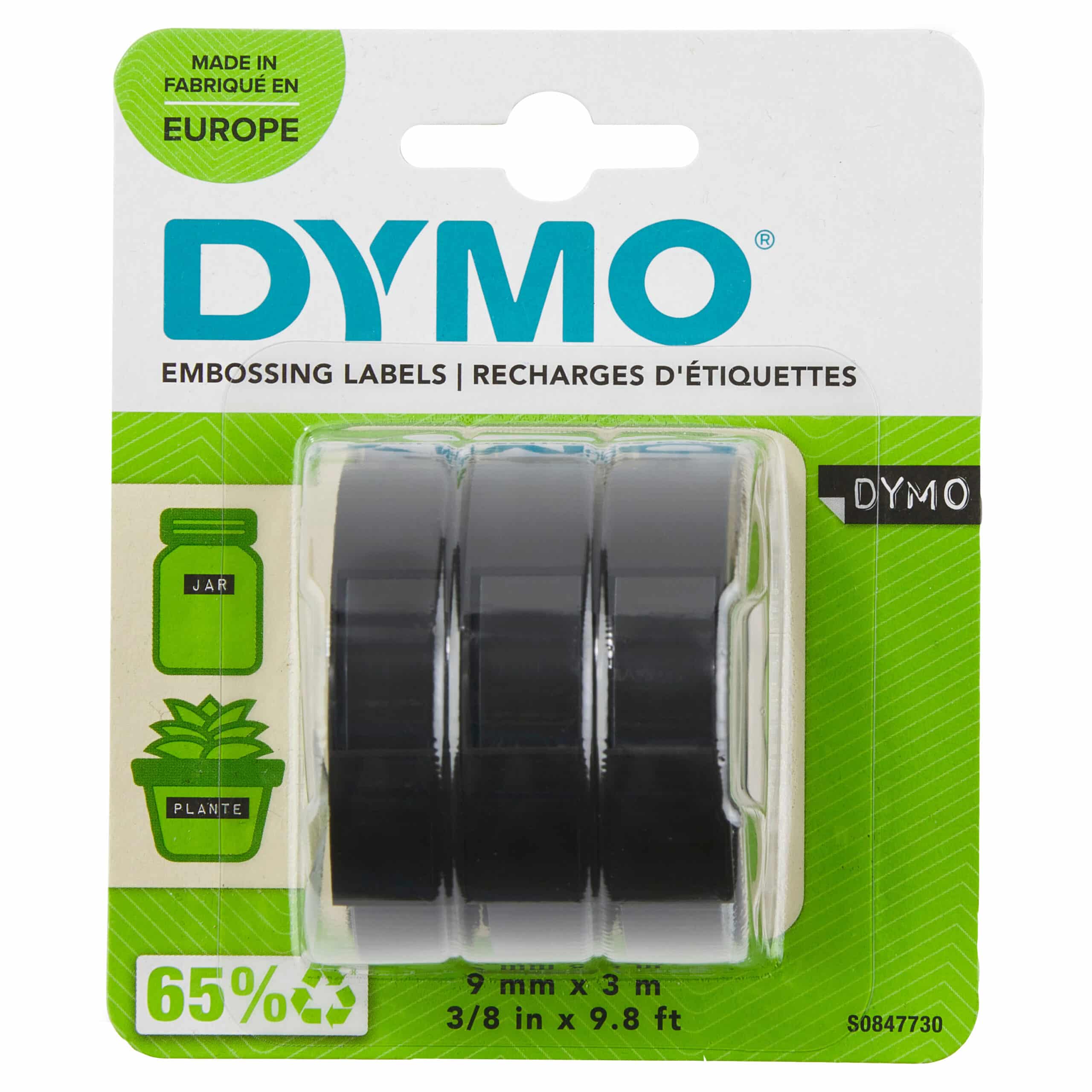 DYMO originele labeltape met reliëf | rollen van 9 mm x 3 m | Wit op zwart | Zelfklevend etiketten voor Lettertang | 3 stuks - Afbeelding 8