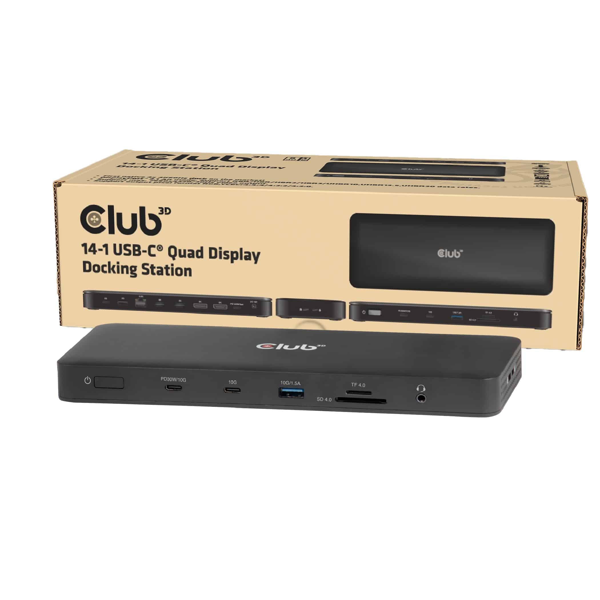 CLUB3D Club 3D 14-in-1 USB-C Quad Display Dockingstation – 4 Schermen & 100W Snelladen