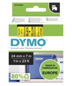 DYMO originele D1 labels | Zwarte Tekst op Geel Label | 24 mm x 7 m | Zelfklevende etiketten voor de LabelManager labelprinter | gemaakt in Europa