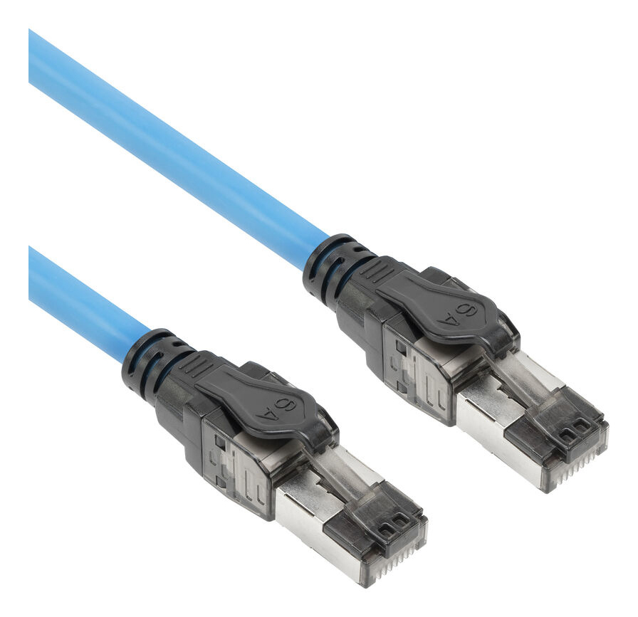 ACT Blauw 60 meter S/FTP CAT6A B2ca PoE++ 100W solid prefab installatiekabel, RJ45 male – male