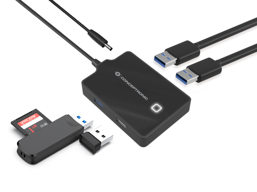 Conceptronic HUBBIES10B laptop dock & poortreplicator USB 3.2 Gen 1 (3.1 Gen 1) Type-A Zwart