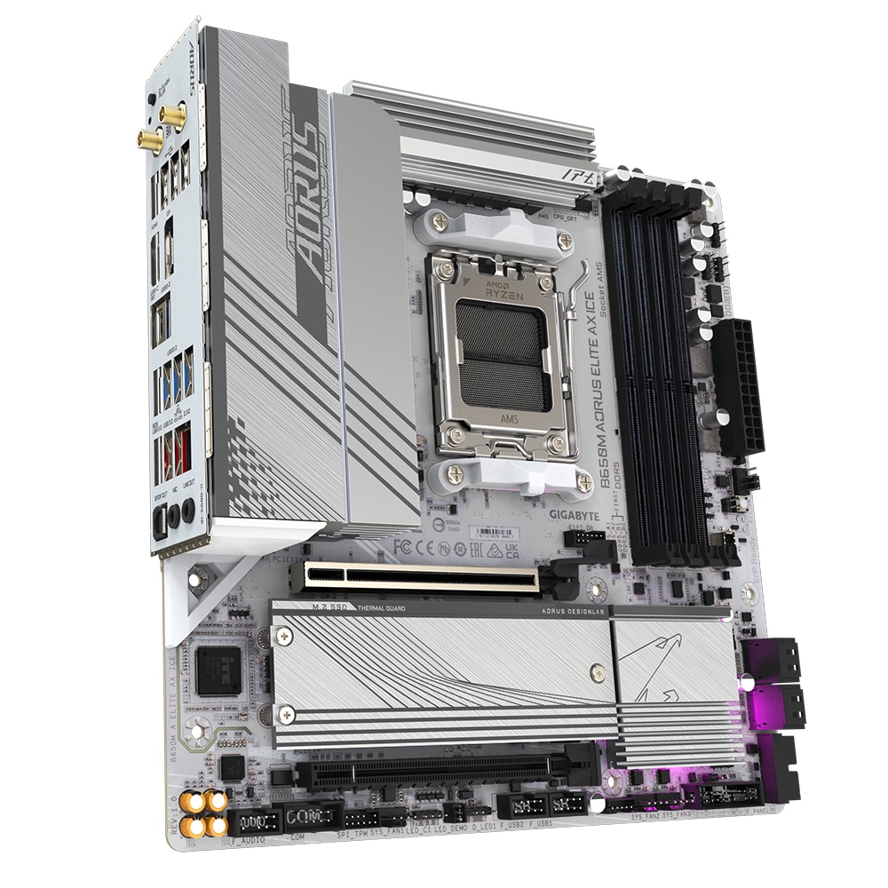 GIGABYTE B650M AORUS ELITE AX ICE moederbord AMD B650 Socket AM5 micro ATX - Afbeelding 3