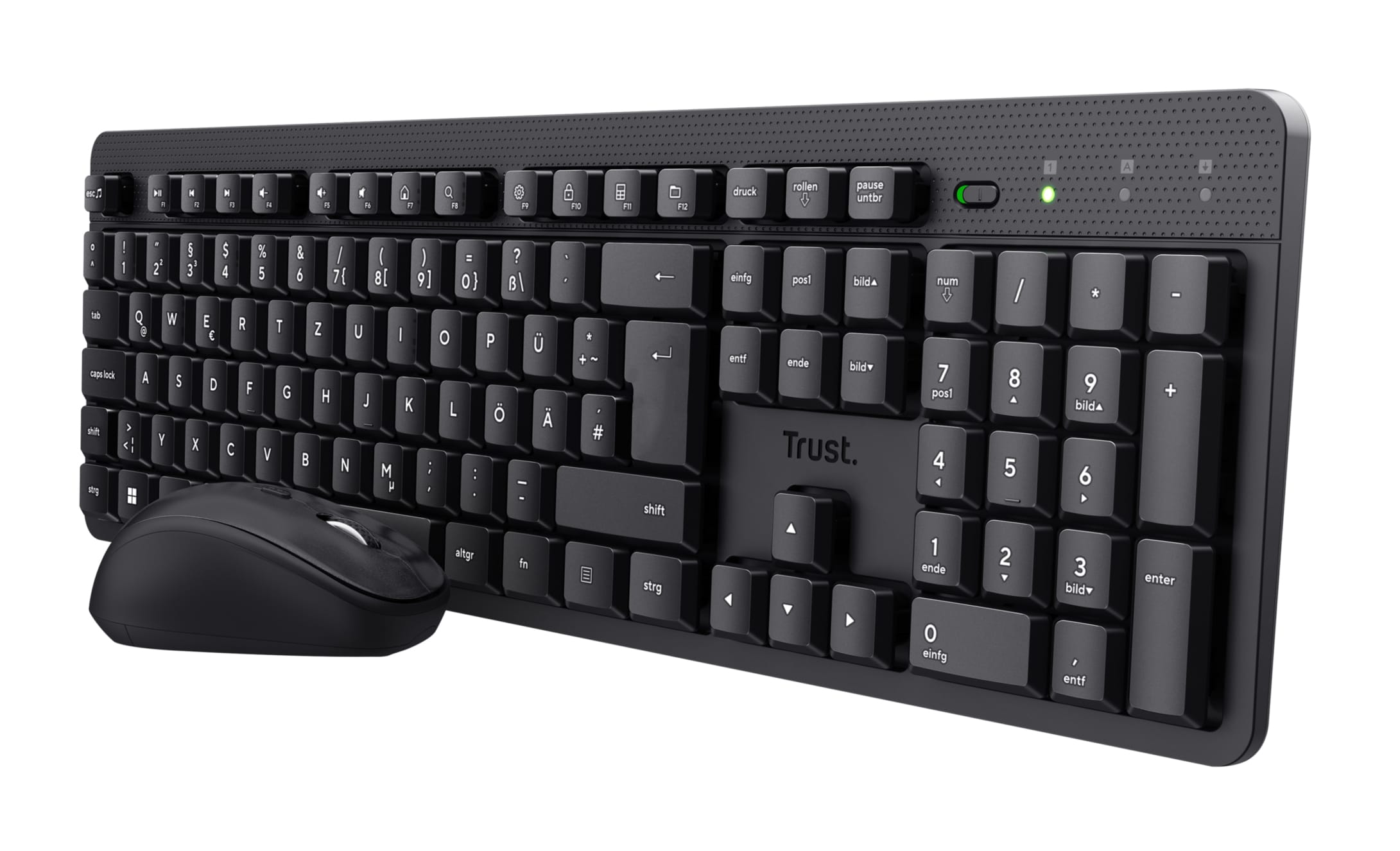 Trust TKM‑360 Draadloos toetsenbord+muis set – business model – RF draadloos – QWERTY – Inclusief muis – Zwart