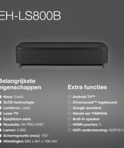 Epson EH-LS800B 4K PRO-UHD smart laserprojector, 4000 lumen, scherm van maximaal 150 inch - Afbeelding 8