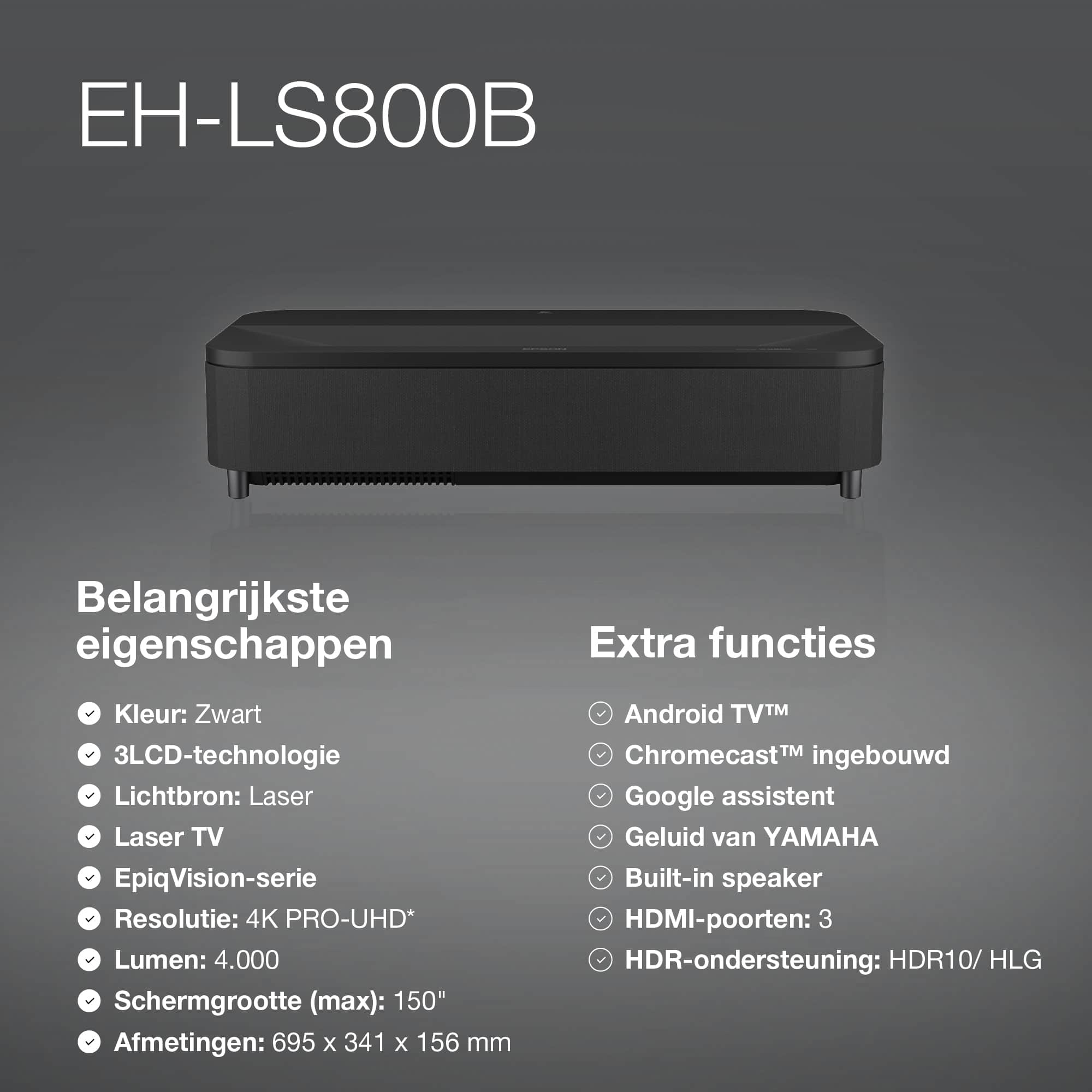 Epson EH-LS800B 4K PRO-UHD smart laserprojector, 4000 lumen, scherm van maximaal 150 inch - Afbeelding 8