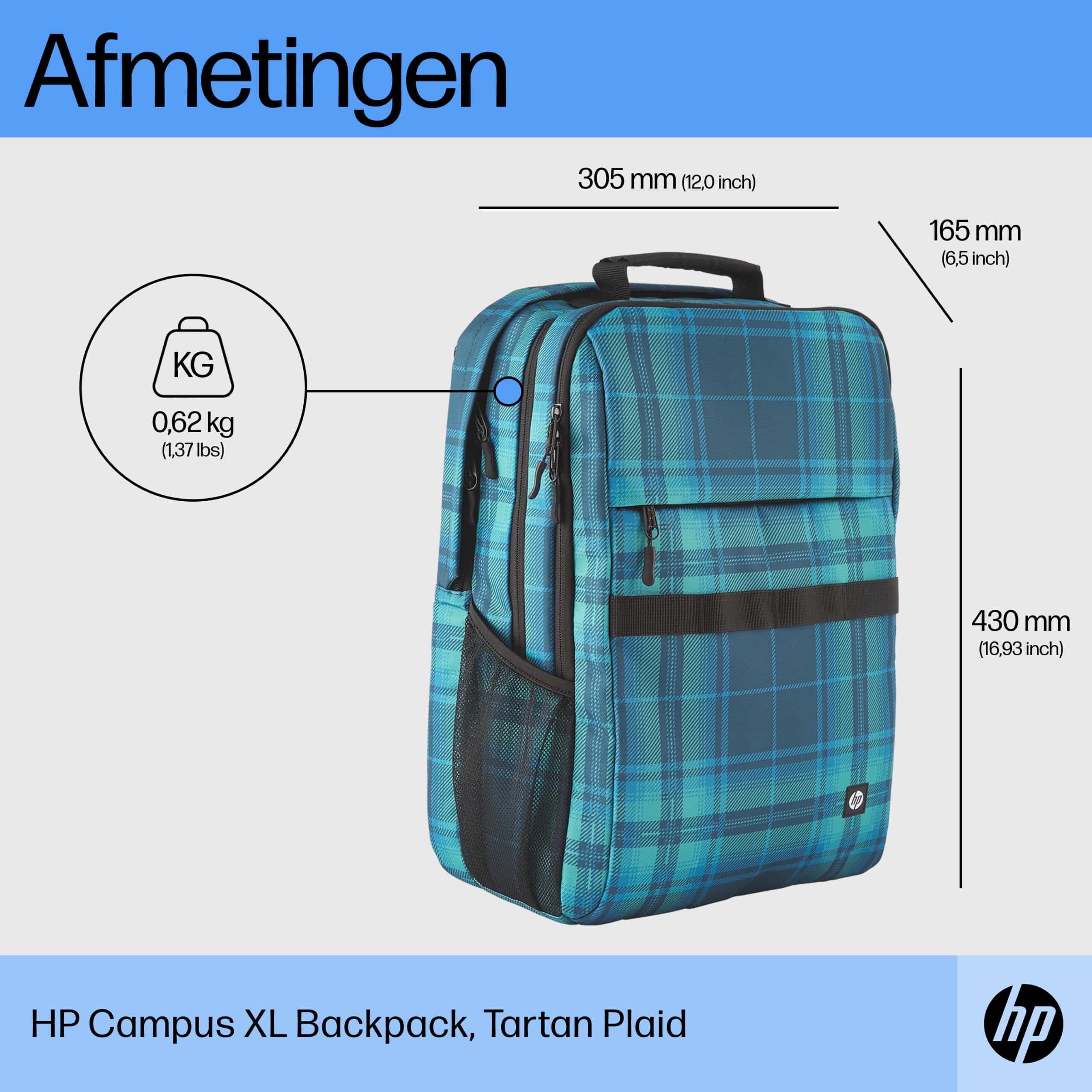 HP Campus XL Backpack, ruitmotief - Afbeelding 2