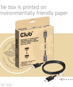 CLUB3D DisplayPort™ 2.1 Bi-Directional VESA DP80 Gecertificeerde kabel 4K240Hz, 8K60Hz or 10K60Hz M/M 1.6m/ Next-Gen Gaming - Afbeelding 5