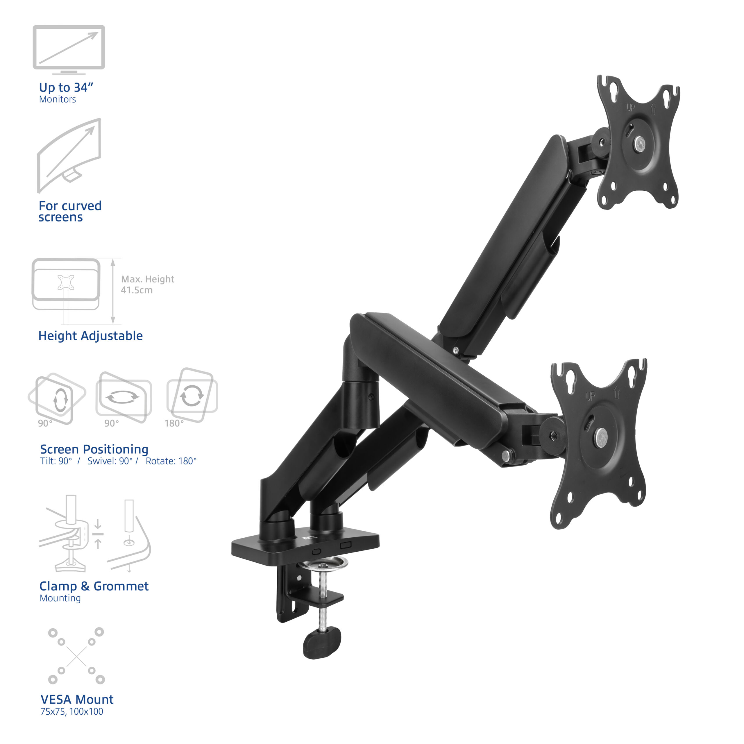 ACT Monitorarm 35", gasveer, 2 monitoren, Essentials - Afbeelding 8