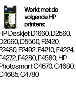 HP 300 originele zwarte/drie-kleuren inktcartridges, 2-pack