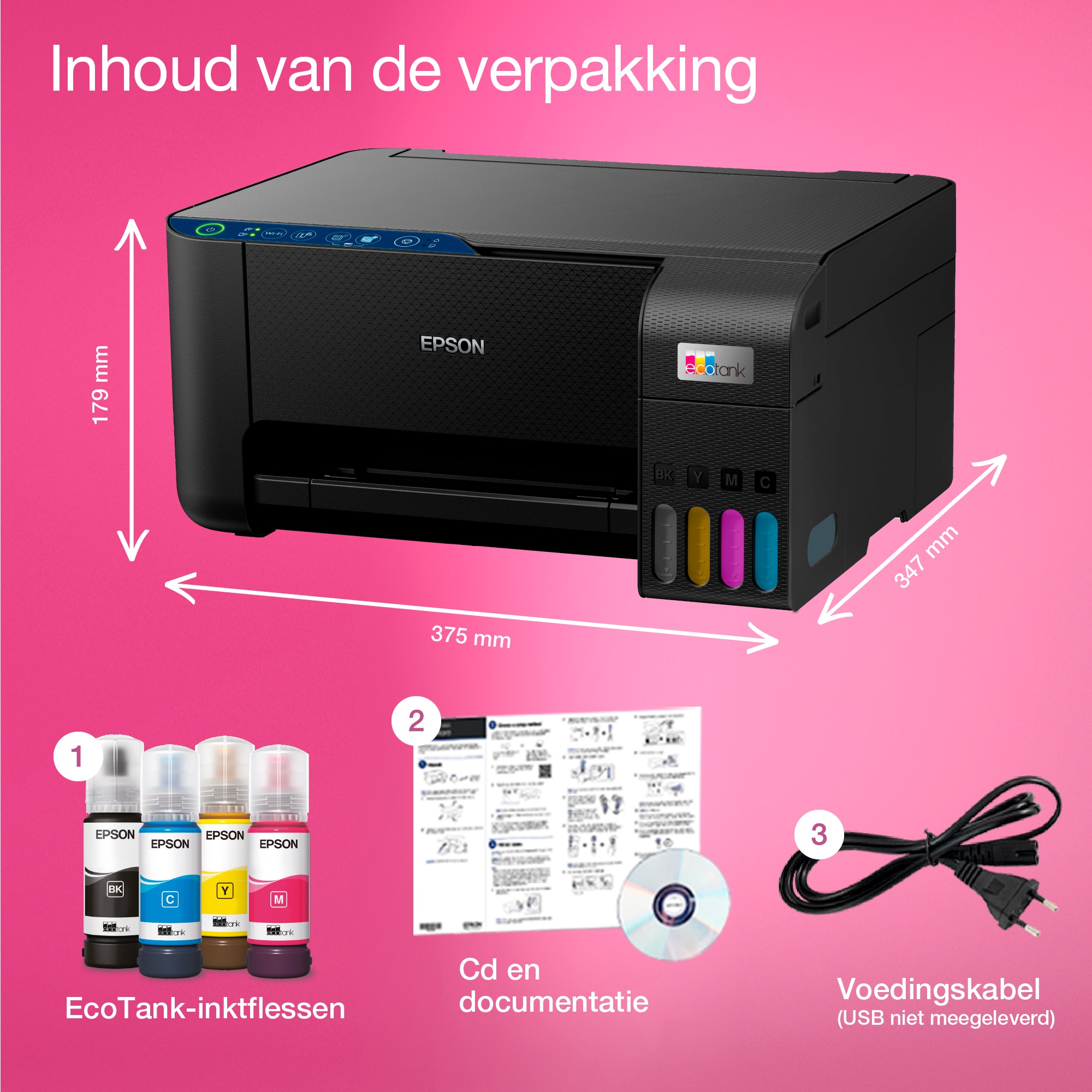 Epson EcoTank ET-2811 A4 multifunctionele Wi-Fi-printer met inkttank, inclusief tot 3 jaar inkt - Afbeelding 5
