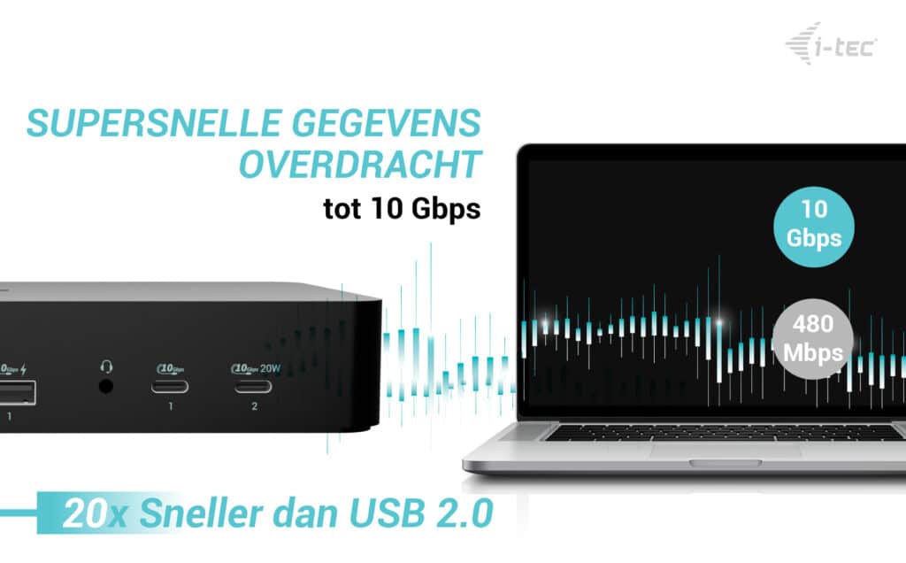 i-tec Universal Intelligent Dual Display Docking Station + Power Delivery 100W - Afbeelding 6