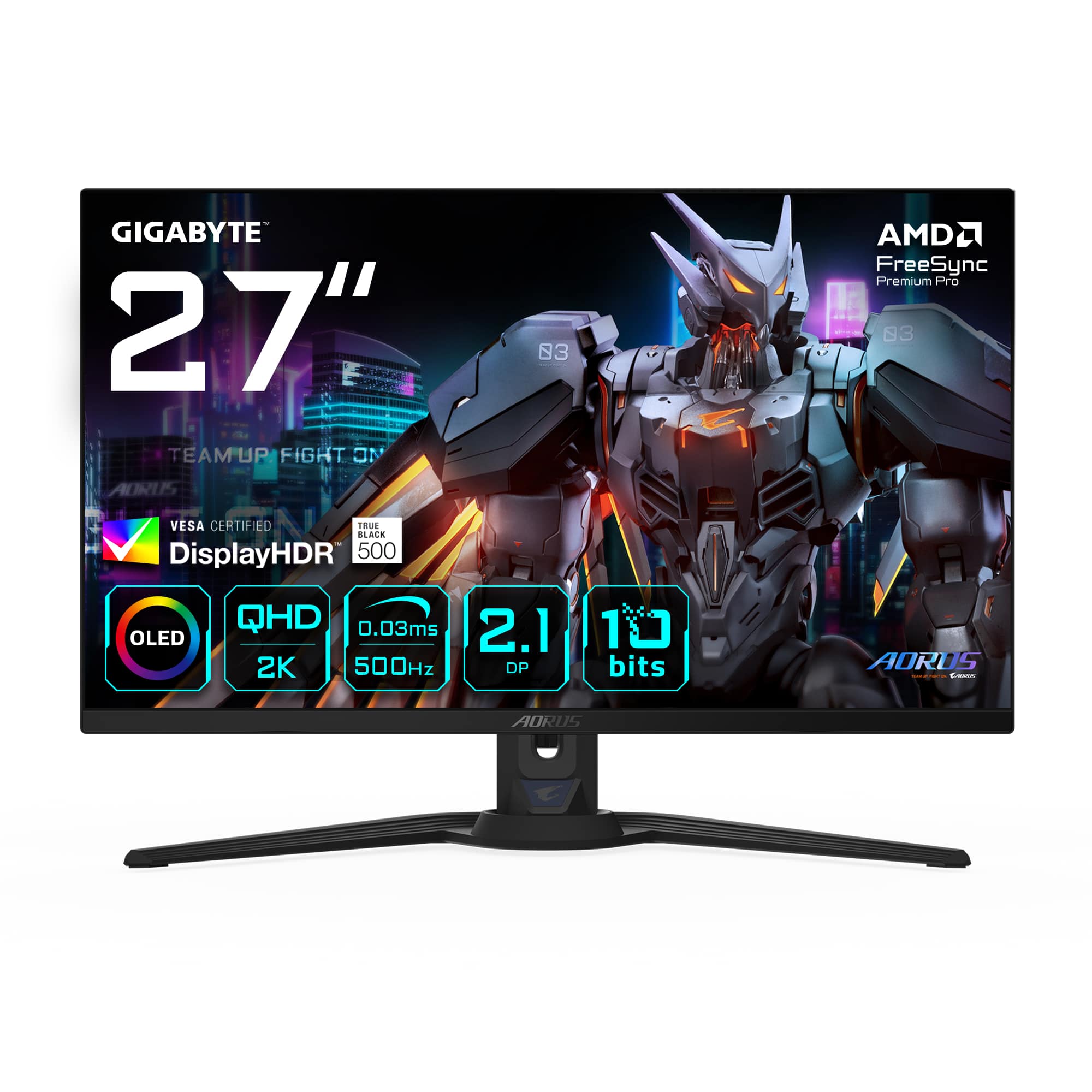 GIGABYTE AORUS FO27Q5P computer monitor 68,6 cm (27") 2560 x 1440 Pixels Quad HD QD-OLED Zwart