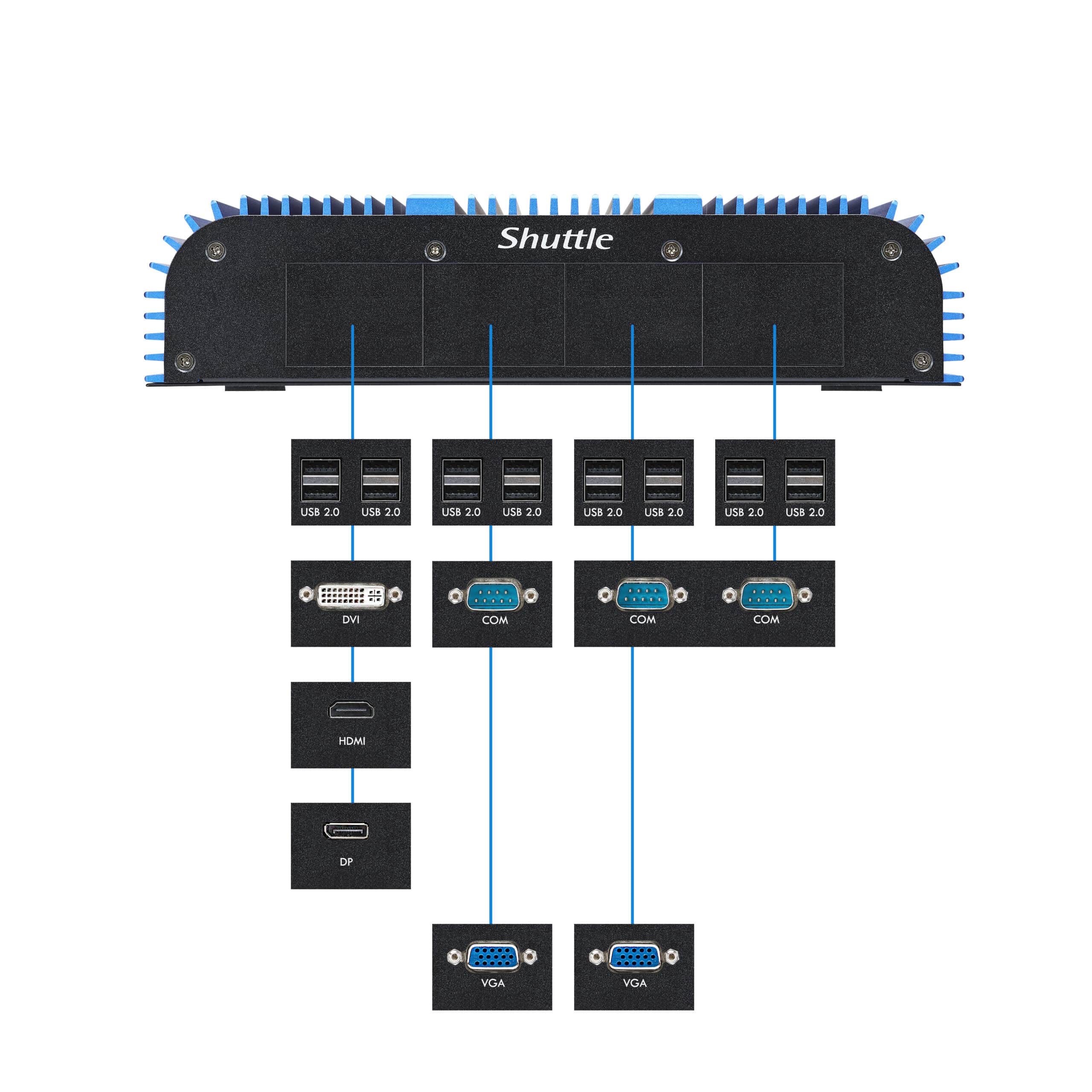 Shuttle KBB-BPCAL02501 BPCAL02-i5 industrial Box-PC, Core i5-1235U, 2x SO-DIMM, 2x LAN, 4x USB Barebone - Afbeelding 3