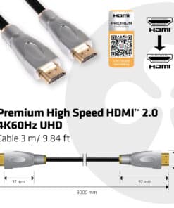 CLUB3D HDMI 2.0 Cable 3Meter UHD 4K/60Hz 18Gbps Certified Premium High Speed - Afbeelding 5
