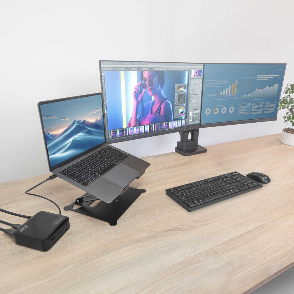 ACT Universeel USB-C Dockingstation 4K, voor 2 HDMI/DisplayPort monitoren, DisplayLink, compact model - Afbeelding 2