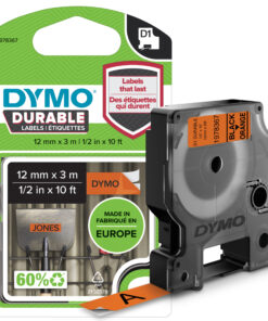 DYMO originele D1 Duurzame labels | Zwarte Tekst op Oranje Label | 12 mm x 3 m | zelfklevende etiketten voor de LabelManager labelprinter | gemaakt in Europa
