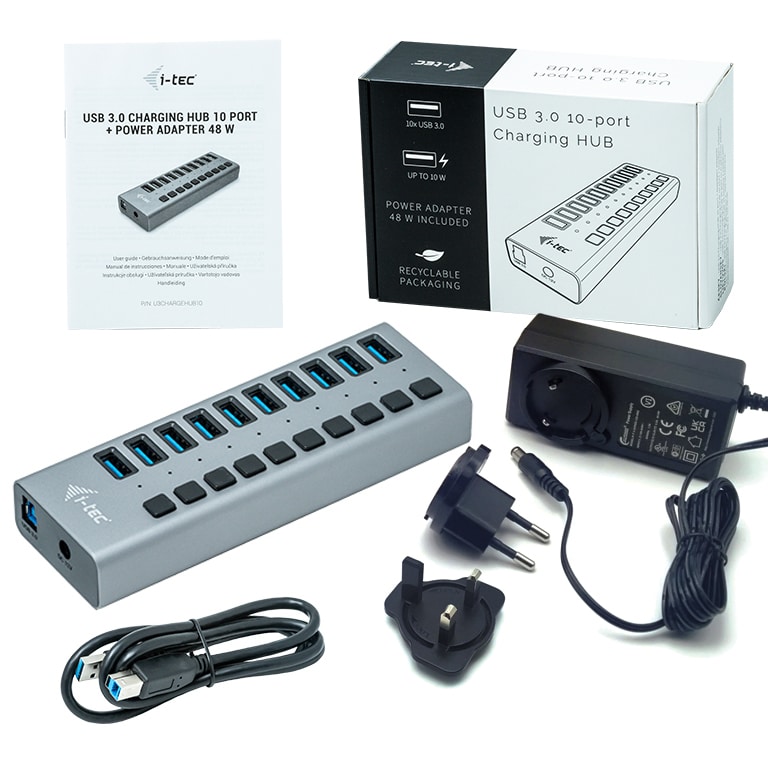 i-tec USB 3.0 Charging HUB 10 port + Power Adapter 48 W - Afbeelding 4