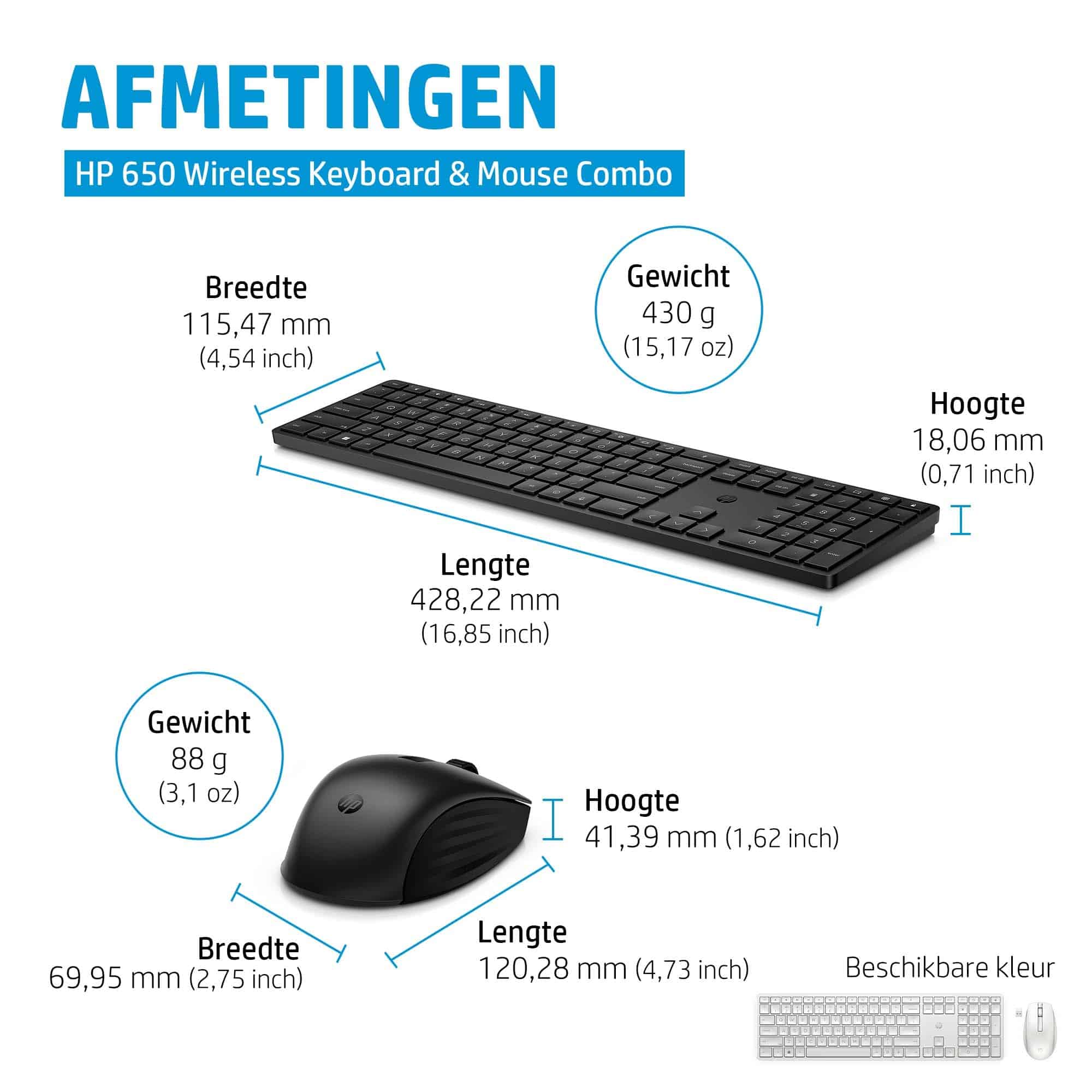 HP 650 draadloze toetsenbord- en muiscombinatie - Afbeelding 3