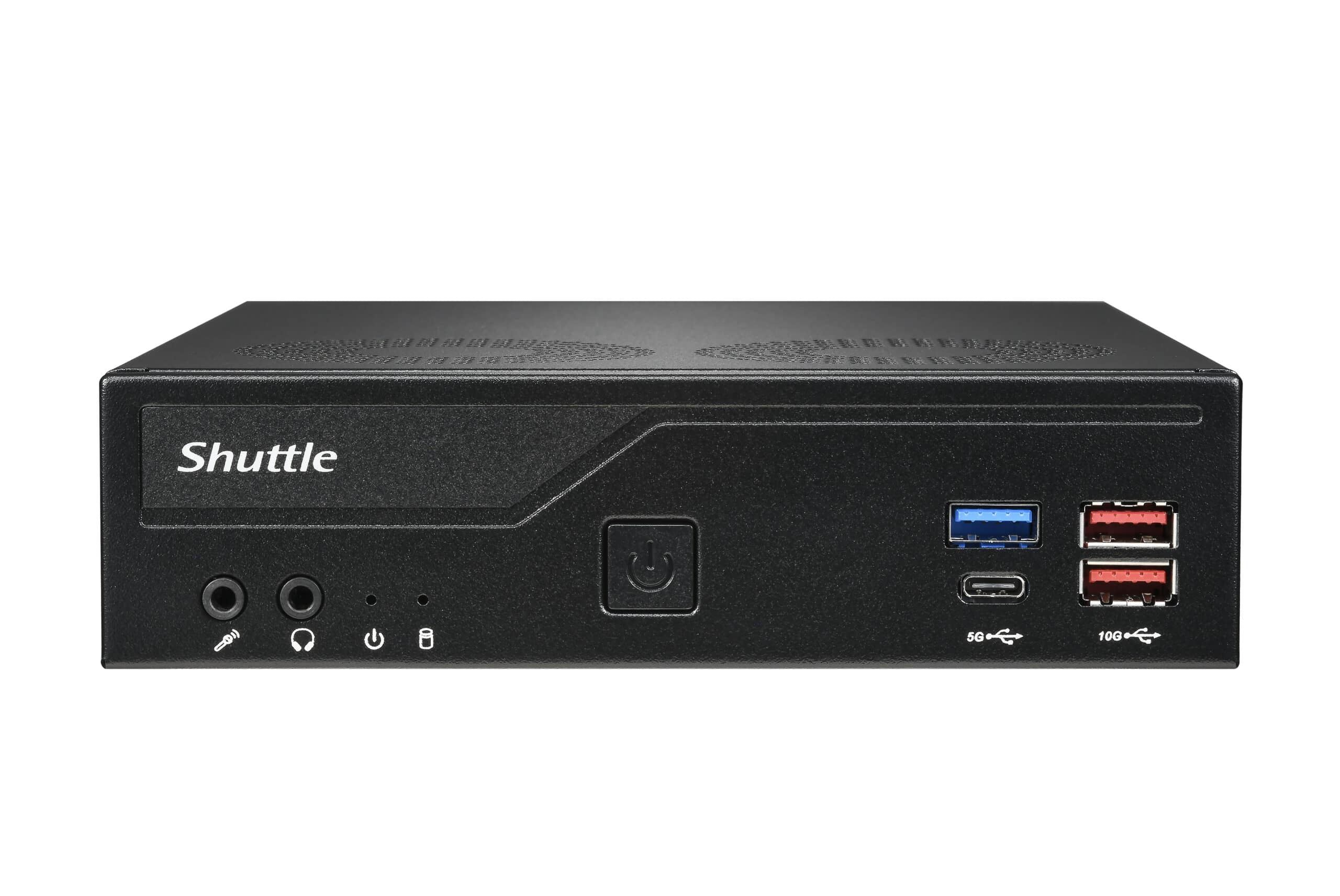 Shuttle Slim PC DH770, S1700, 2x HDMI, 2x DP, 2x 2.5G LAN, 2x COM, 8x USB, 1x 2.5", 2x M.2, 24/7 permanent gebruik, incl. VESA Barebone