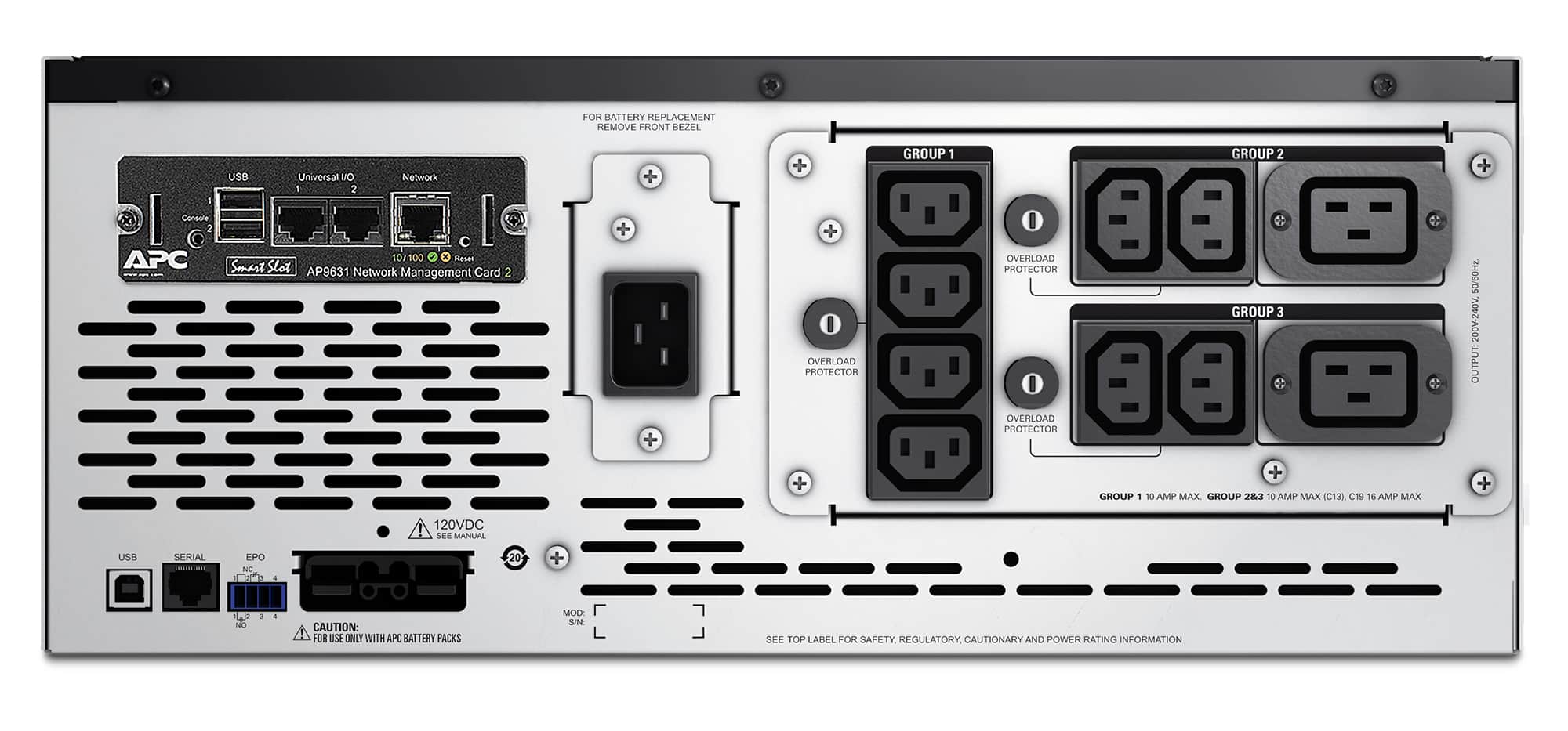 APC Smart-UPS X SMX3000HVNC - 3000VA, 8x C13, 2x C19 uitgang, USB, uitbreidbare runtime, short depth, NMC - Afbeelding 3