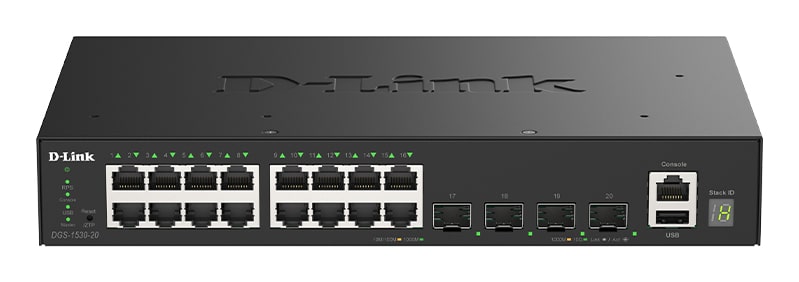 D-Link DGS-1530-20/E netwerk-switch Managed L2 Gigabit Ethernet (10/100/1000) Zwart