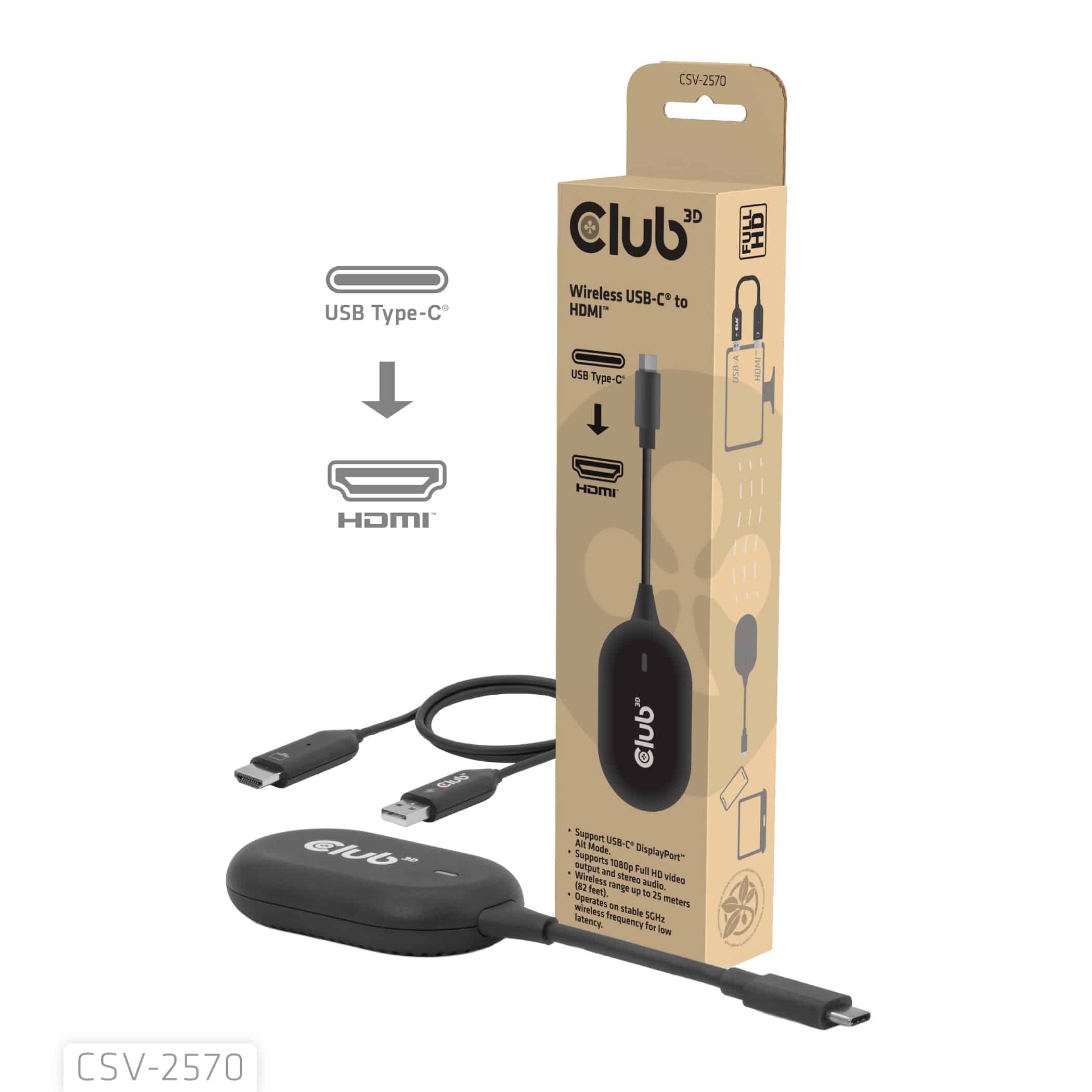 CLUB3D Wireless USB-C to HDMI