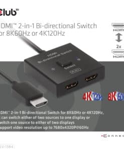 CLUB3D HDMI 2-in-1 Bi-directional Switch for 8K60Hz or 4K120Hz - Afbeelding 6
