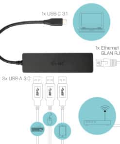 i-tec Advance USB-C Slim Passive HUB 3 Port + Gigabit Ethernet Adapter - Afbeelding 4