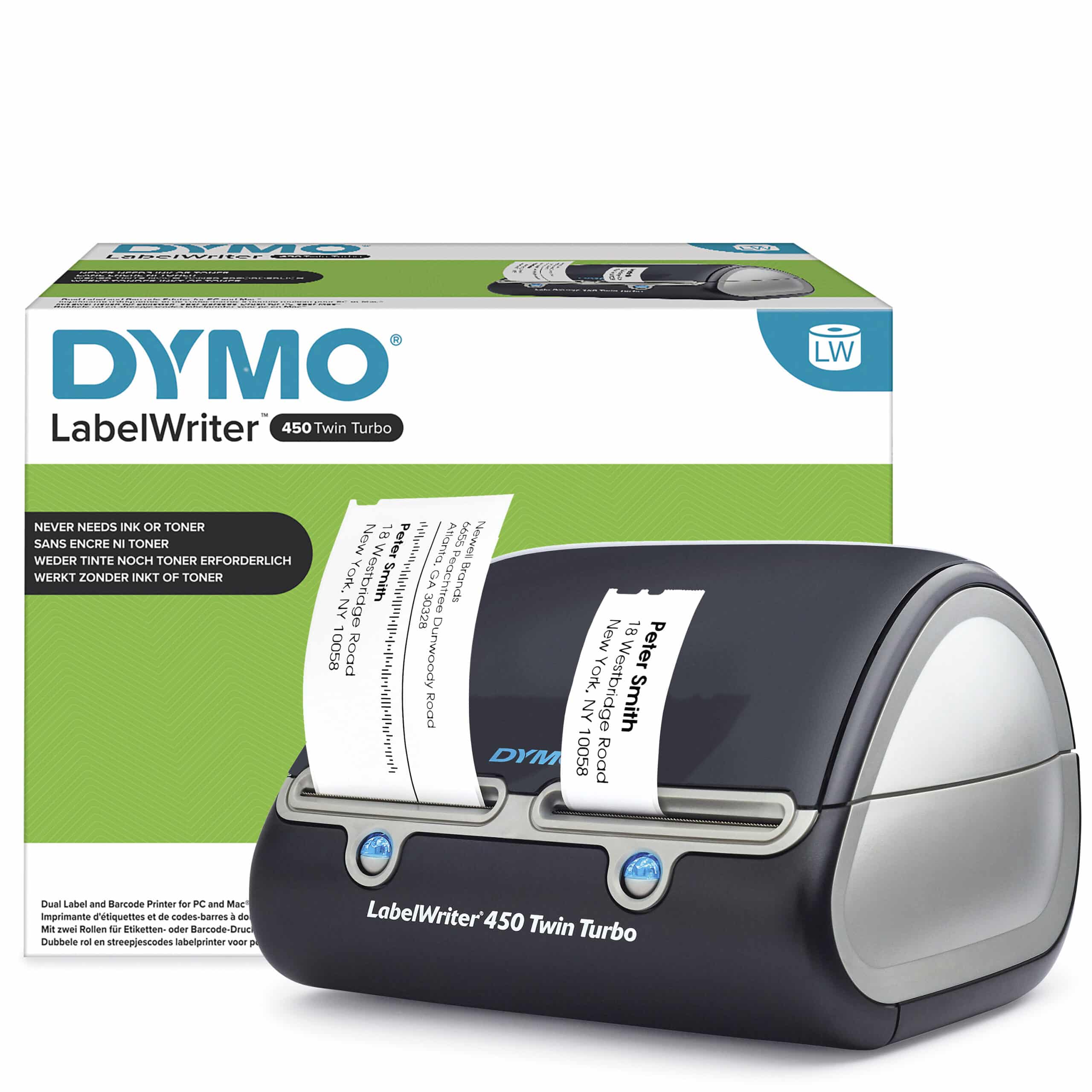 DYMO LabelWriter 450 Twin Turbo-labelmaker | Directe thermische labelprinter | Snel afdrukken van labels, barcodes en meer | Computerverbinding | Voor thuis en op kantoor - Afbeelding 2