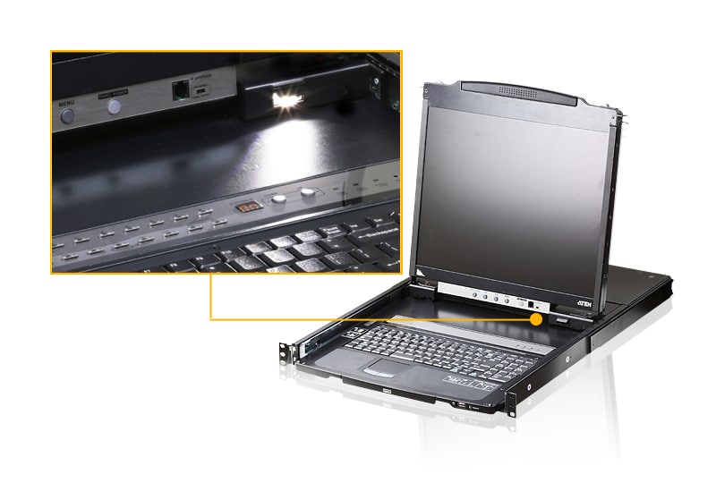 ATEN PS/2-USB VGA Dubbelvoudige Rail LCD Console met USB-Randapparatuur Ondersteuning - Afbeelding 3