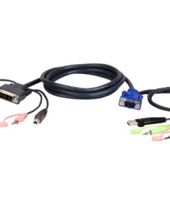 ATEN 2L-7DX2U video kabel adapter 1,8 m VGA (D-Sub) + 3.5mm + USB Type-A DVI-I + 3.5mm + USB Type-B Zwart, Groen, Roze