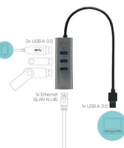 i-tec Metal USB 3.0 HUB 3 Port + Gigabit Ethernet Adapter - Afbeelding 3