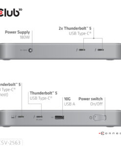 CLUB3D CSV-2563 5-1 Thunderbolt 5 Hub Triple video 5K60Hz Thunderbolt Share Certifi ed 180W - Afbeelding 4