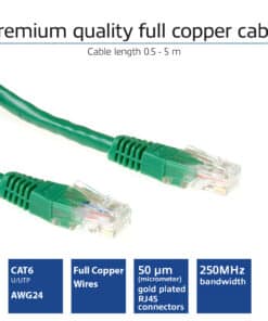 ACT Groene 3 meter U/UTP CAT6 patchkabel met RJ45 connectoren