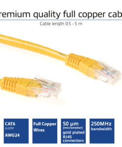 ACT Gele 2 meter U/UTP CAT6 patchkabel met RJ45 connectoren